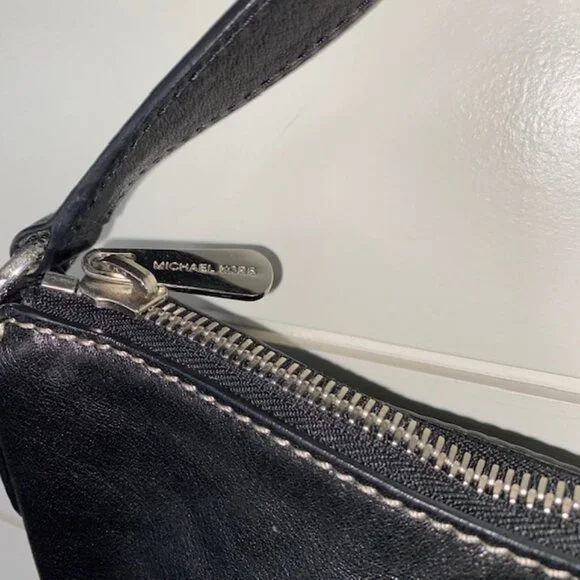 Michael Kors Bedford Leather Shoulder Bag - BlackSilver Studs & MK Logo
